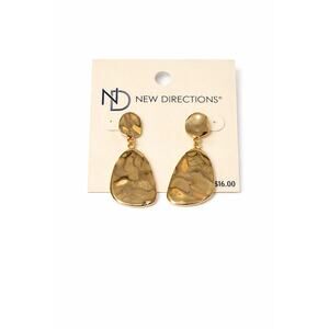 New Directions Gold Tone Abstract Dangle Earrings Neutral Stone Look NWT